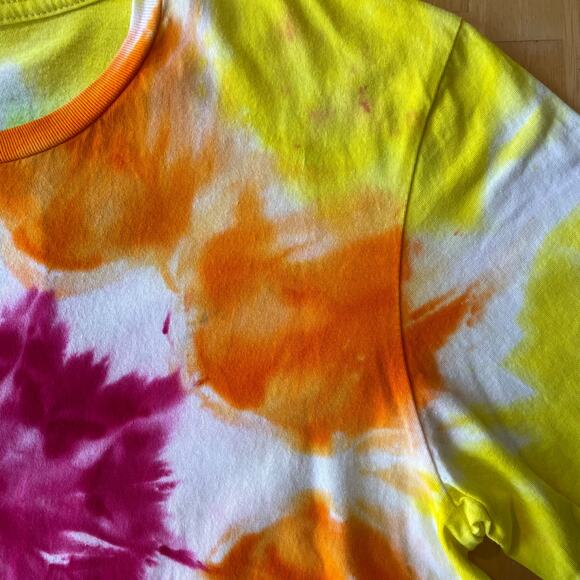 Tie Dye T-shirt -  Mandala Ice Dye - Pink Orange Unique - Men's Women's Medium - Picture 4 of 11